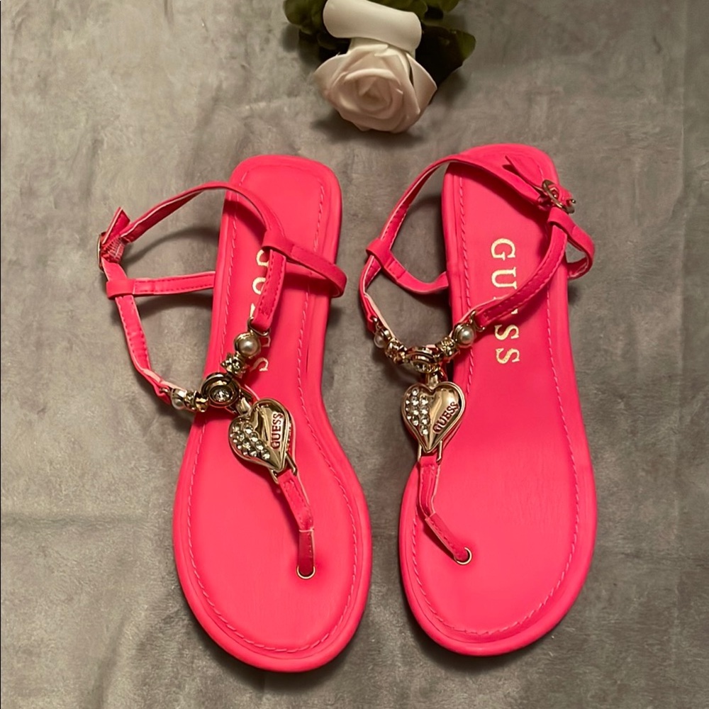 Guess Pink Sandals with Metallic Charms